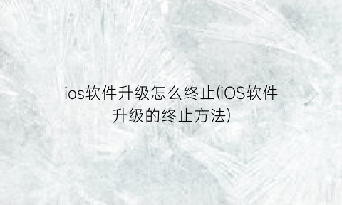 “ios软件升级怎么终止(iOS软件升级的终止方法)