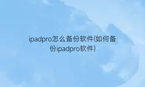 ipadpro怎么备份软件(如何备份ipadpro软件)