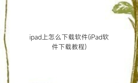 ipad上怎么下载软件(iPad软件下载教程)