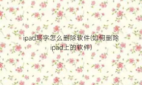 “ipad写字怎么删除软件(如何删除ipad上的软件)