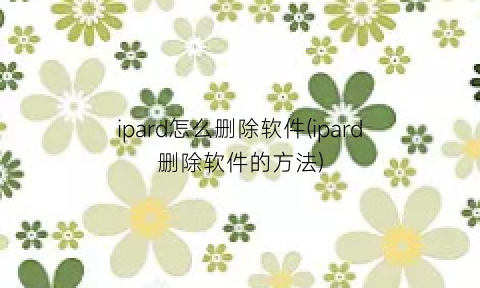 ipard怎么删除软件(ipard删除软件的方法)