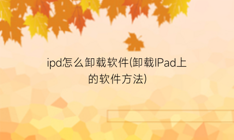 “ipd怎么卸载软件(卸载IPad上的软件方法)