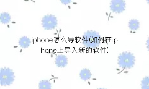 “iphone怎么导软件(如何在iphone上导入新的软件)
