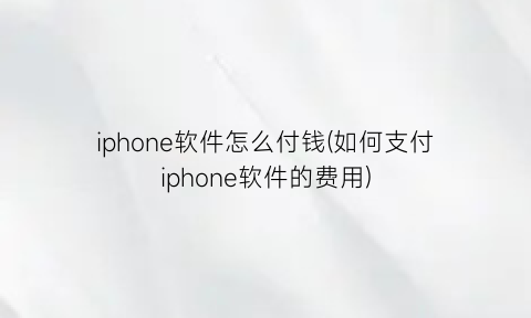 iphone软件怎么付钱(如何支付iphone软件的费用)