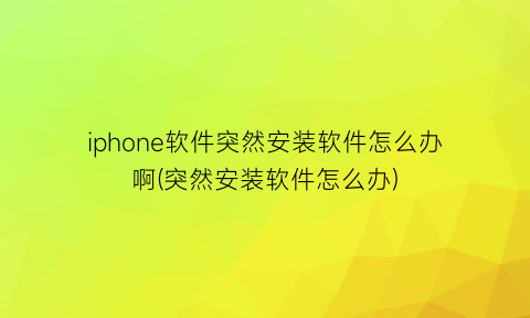 iphone软件突然安装软件怎么办啊(突然安装软件怎么办)