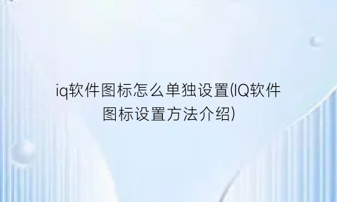 “iq软件图标怎么单独设置(IQ软件图标设置方法介绍)