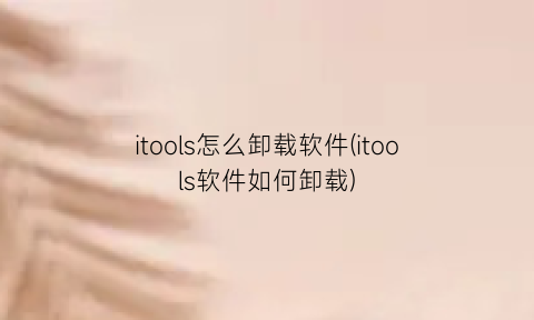 itools怎么卸载软件(itools软件如何卸载)