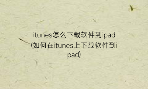 “itunes怎么下载软件到ipad(如何在itunes上下载软件到ipad)