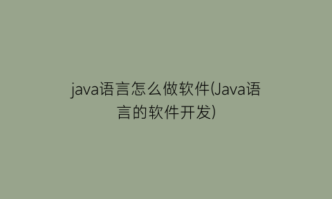 “java语言怎么做软件(Java语言的软件开发)