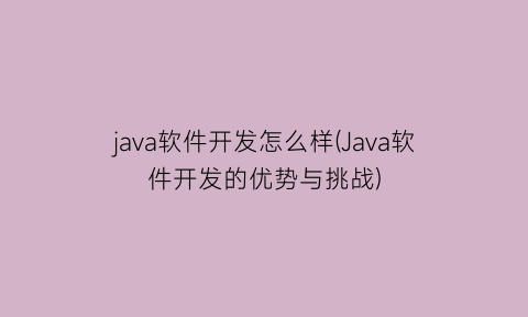 “java软件开发怎么样(Java软件开发的优势与挑战)
