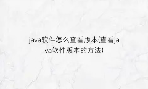 java软件怎么查看版本(查看java软件版本的方法)