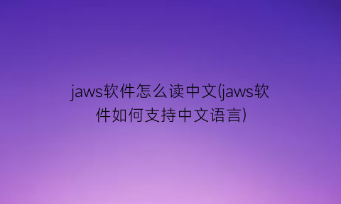 jaws软件怎么读中文(jaws软件如何支持中文语言)