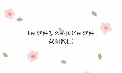“keil软件怎么截图(Keil软件截图教程)
