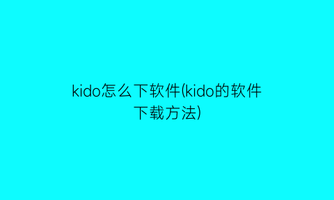 kido怎么下软件(kido的软件下载方法)