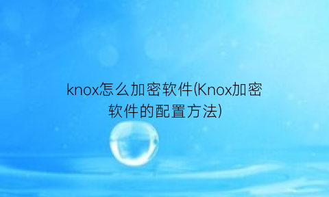 knox怎么加密软件(Knox加密软件的配置方法)