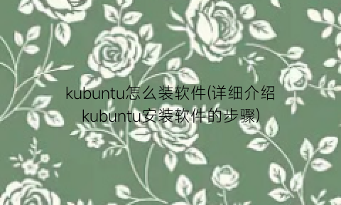 kubuntu怎么装软件(详细介绍kubuntu安装软件的步骤)