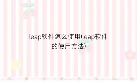 leap软件怎么使用(leap软件的使用方法)