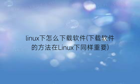 linux下怎么下载软件(下载软件的方法在Linux下同样重要)