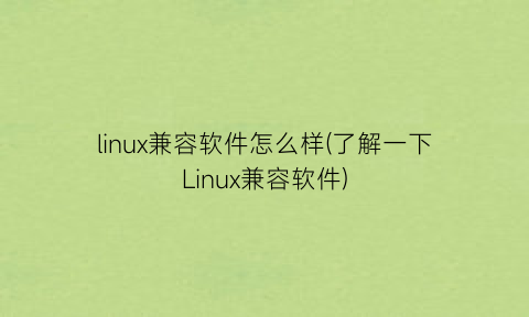 linux兼容软件怎么样(了解一下Linux兼容软件)