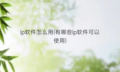 “lp软件怎么用(有哪些lp软件可以使用)