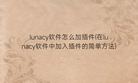 lunacy软件怎么加插件(在lunacy软件中加入插件的简单方法)