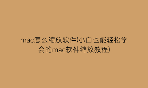 “mac怎么缩放软件(小白也能轻松学会的mac软件缩放教程)