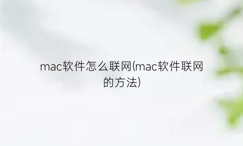 mac软件怎么联网(mac软件联网的方法)