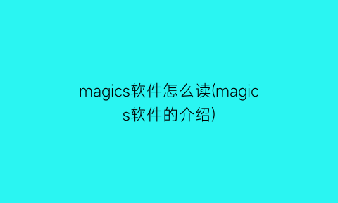 magics软件怎么读(magics软件的介绍)