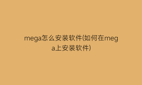 mega怎么安装软件(如何在mega上安装软件)