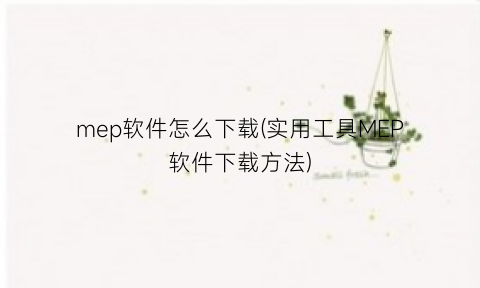 mep软件怎么下载(实用工具MEP软件下载方法)