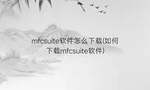 mfcsuite软件怎么下载(如何下载mfcsuite软件)