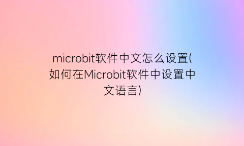 microbit软件中文怎么设置(如何在Microbit软件中设置中文语言)