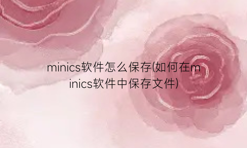 minics软件怎么保存(如何在minics软件中保存文件)