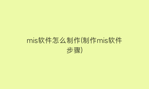 mis软件怎么制作(制作mis软件步骤)