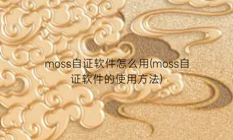 moss自证软件怎么用(moss自证软件的使用方法)