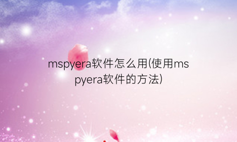 mspyera软件怎么用(使用mspyera软件的方法)