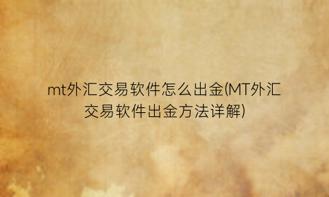 “mt外汇交易软件怎么出金(MT外汇交易软件出金方法详解)