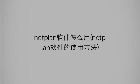 netplan软件怎么用(netplan软件的使用方法)