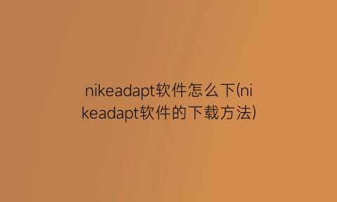 “nikeadapt软件怎么下(nikeadapt软件的下载方法)