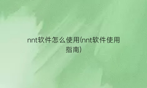 nnt软件怎么使用(nnt软件使用指南)