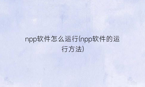 npp软件怎么运行(npp软件的运行方法)