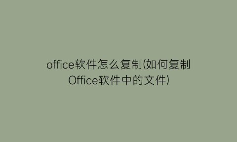 “office软件怎么复制(如何复制Office软件中的文件)