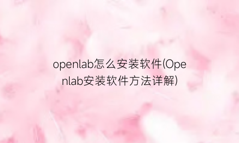 openlab怎么安装软件(Openlab安装软件方法详解)