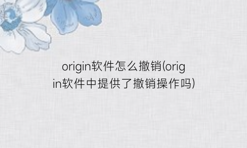 “origin软件怎么撤销(origin软件中提供了撤销操作吗)