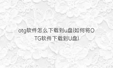 “otg软件怎么下载到u盘(如何将OTG软件下载到U盘)