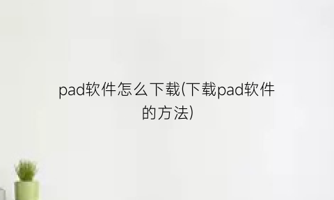 pad软件怎么下载(下载pad软件的方法)