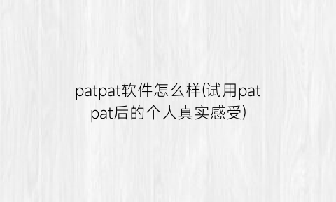 “patpat软件怎么样(试用patpat后的个人真实感受)