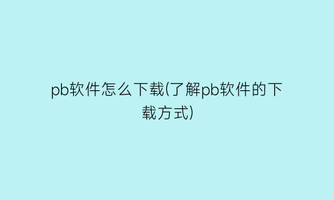 pb软件怎么下载(了解pb软件的下载方式)