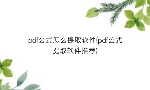 pdf公式怎么提取软件(pdf公式提取软件推荐)