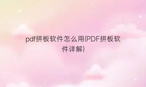 pdf拼板软件怎么用(PDF拼板软件详解)